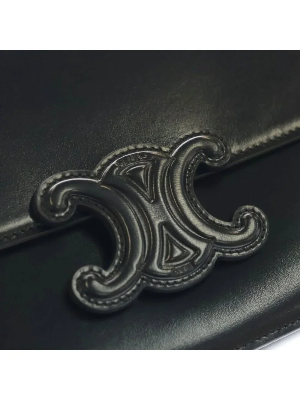 Celine Teen Cuir Triomphe Shoulder Bag Black Leather Gold
